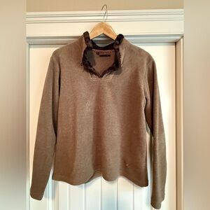 Stylish Fleece Pullover with Faux Fur Collar